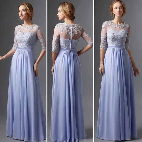 Helen Fontaine Ivory Mother Of The Bride Dresses A-line Half Sleeves Chiffon - Picture 2 of 16